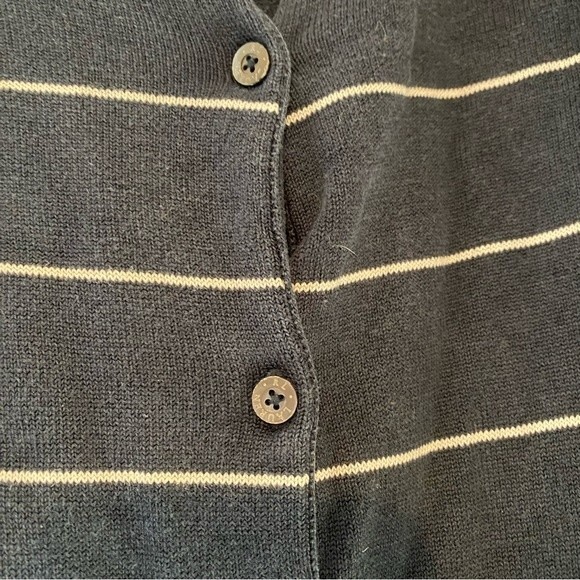 Lauren Ralph Lauren Silk Blend Nautical Preppy Academia Navy Striped Cardigan L - Picture 5 of 8